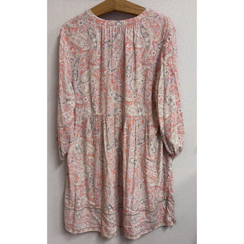 J.Jill Paisley Tiered Babydoll Midi Dress XL Boho Cottage Coastal Coral Pink - Picture 8 of 10